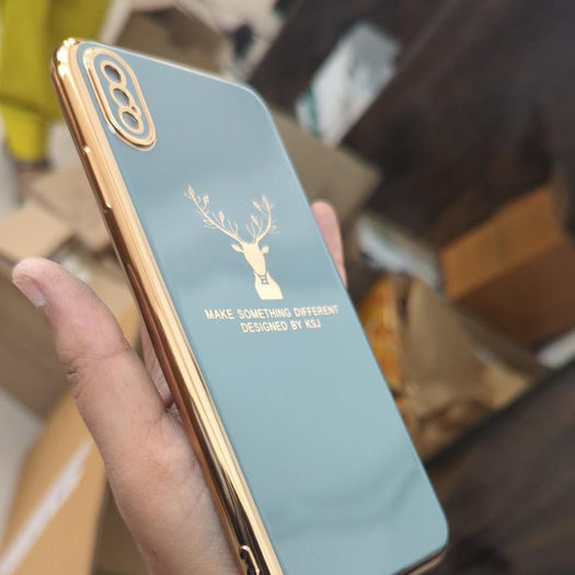 Luxury Silicon Deer Case With Golden Edges For iPhone Xs Max