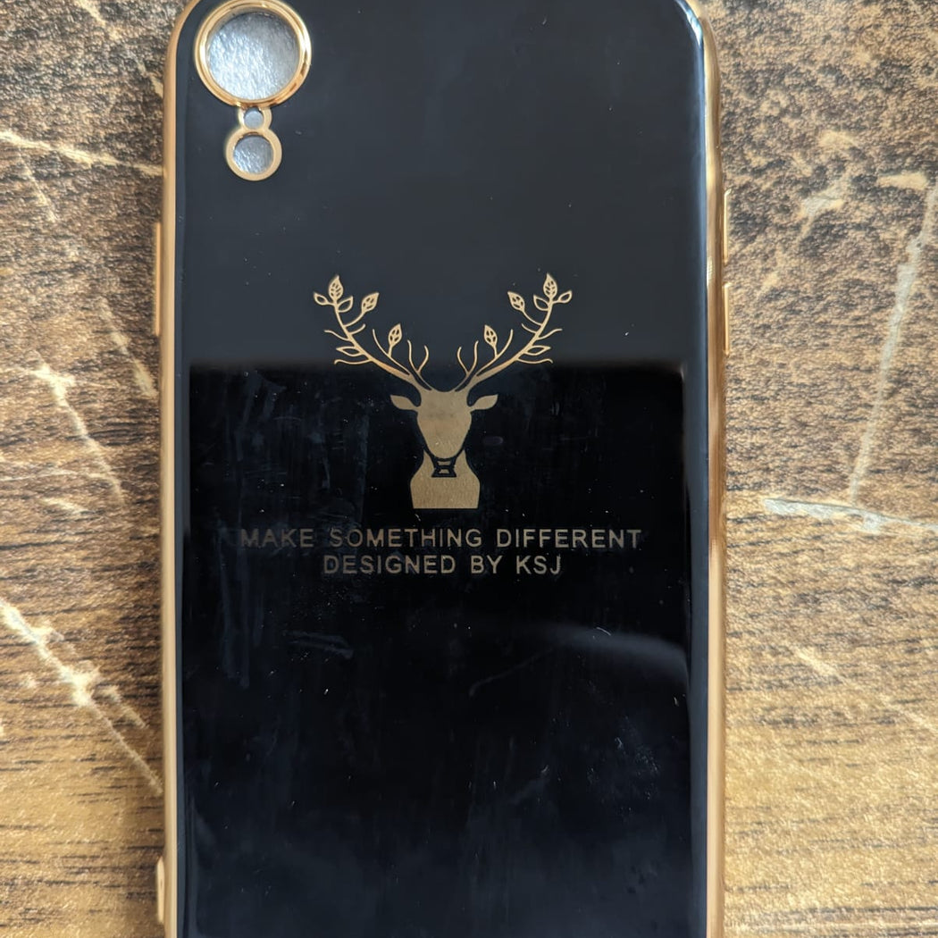 Luxury Silicon Deer Case With Golden Edges For iPhone Xr