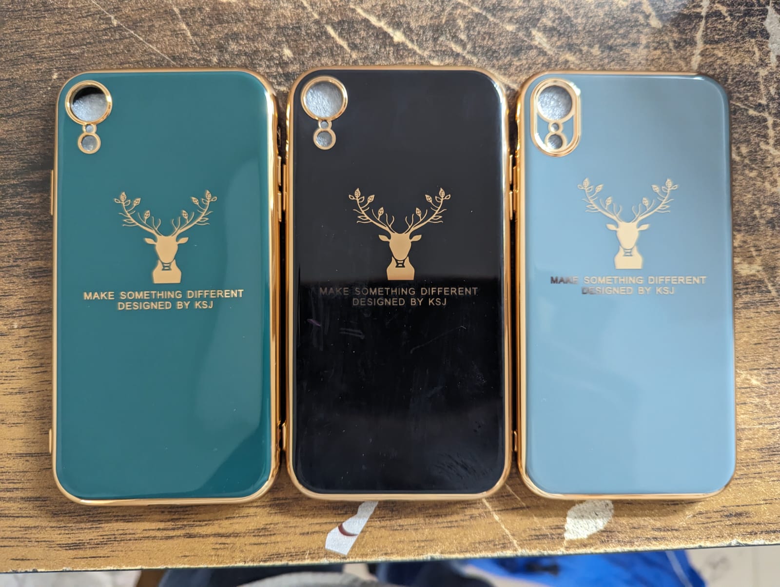 Luxury Silicon Deer Case With Golden Edges For iPhone Xr