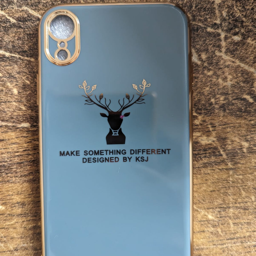 Luxury Silicon Deer Case With Golden Edges For iPhone Xr