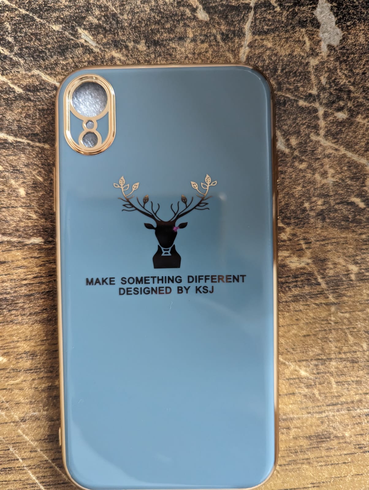 Luxury Silicon Deer Case With Golden Edges For iPhone Xr