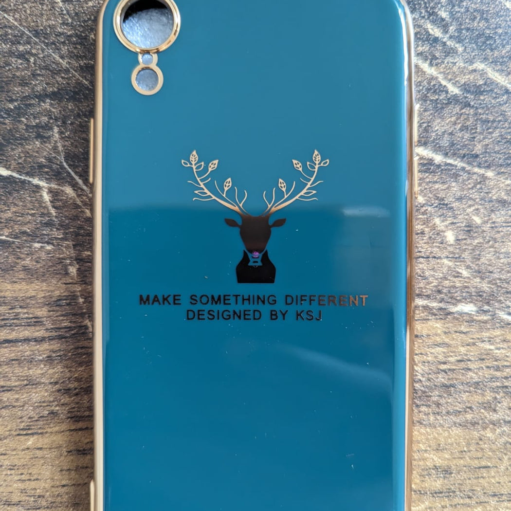 Luxury Silicon Deer Case With Golden Edges For iPhone Xr