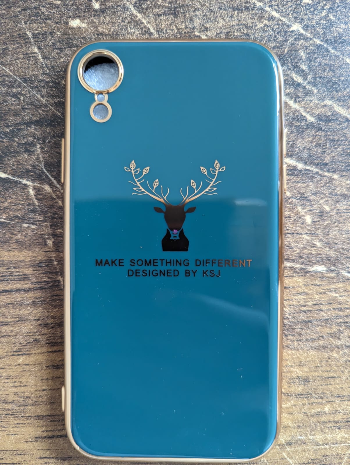 Luxury Silicon Deer Case With Golden Edges For iPhone Xr