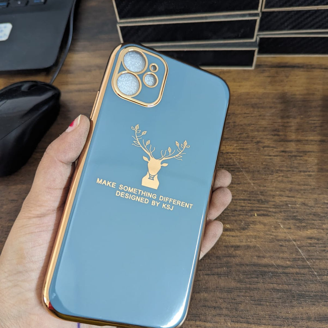 Silicon Deer Glass Back Case For iPhone 11