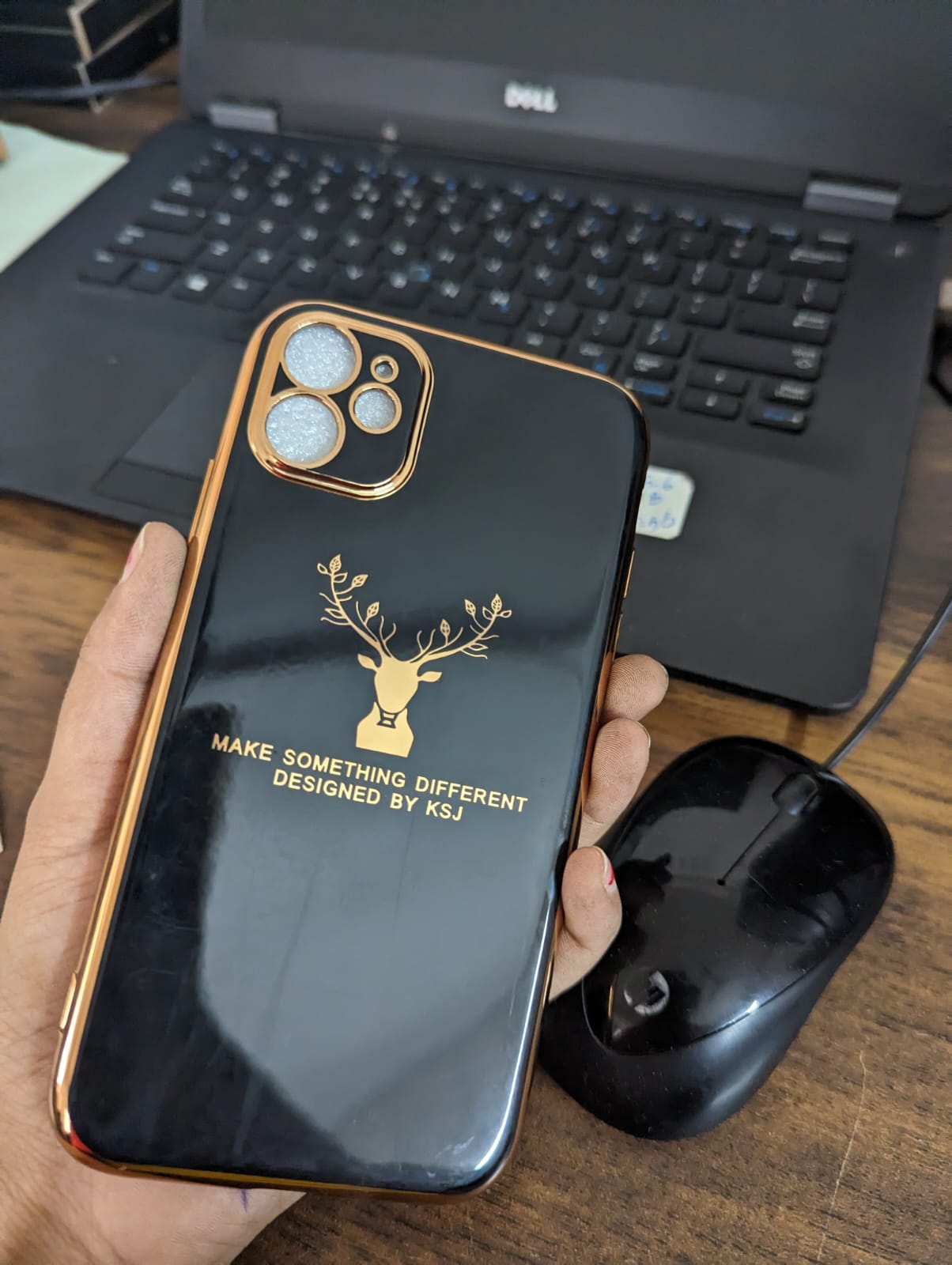 Silicon Deer Glass Back Case For iPhone 11