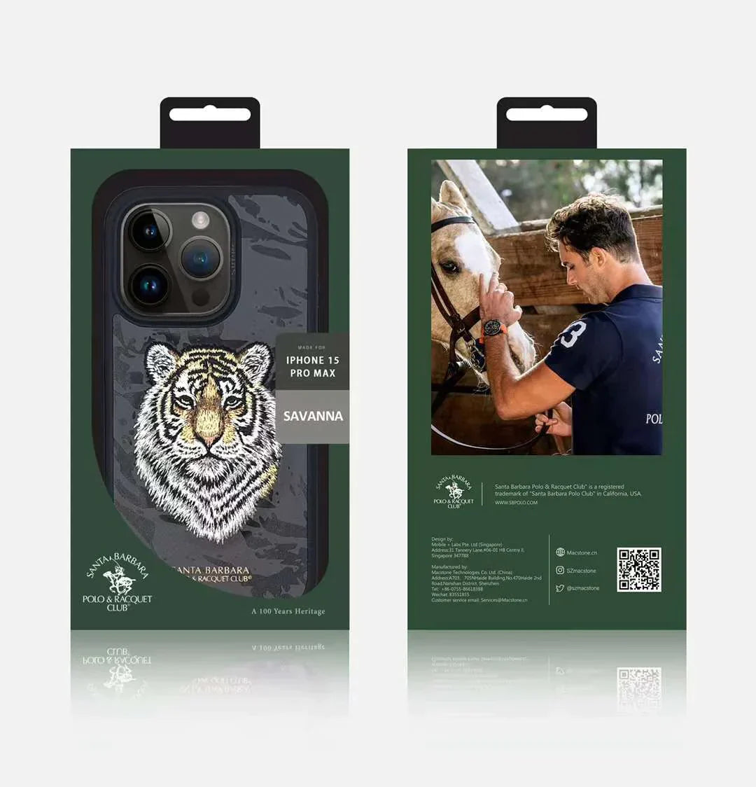 Santa Barbara Classic Savanna Series Tiger Genuine Leather Case For iPhone 15 Pro Max