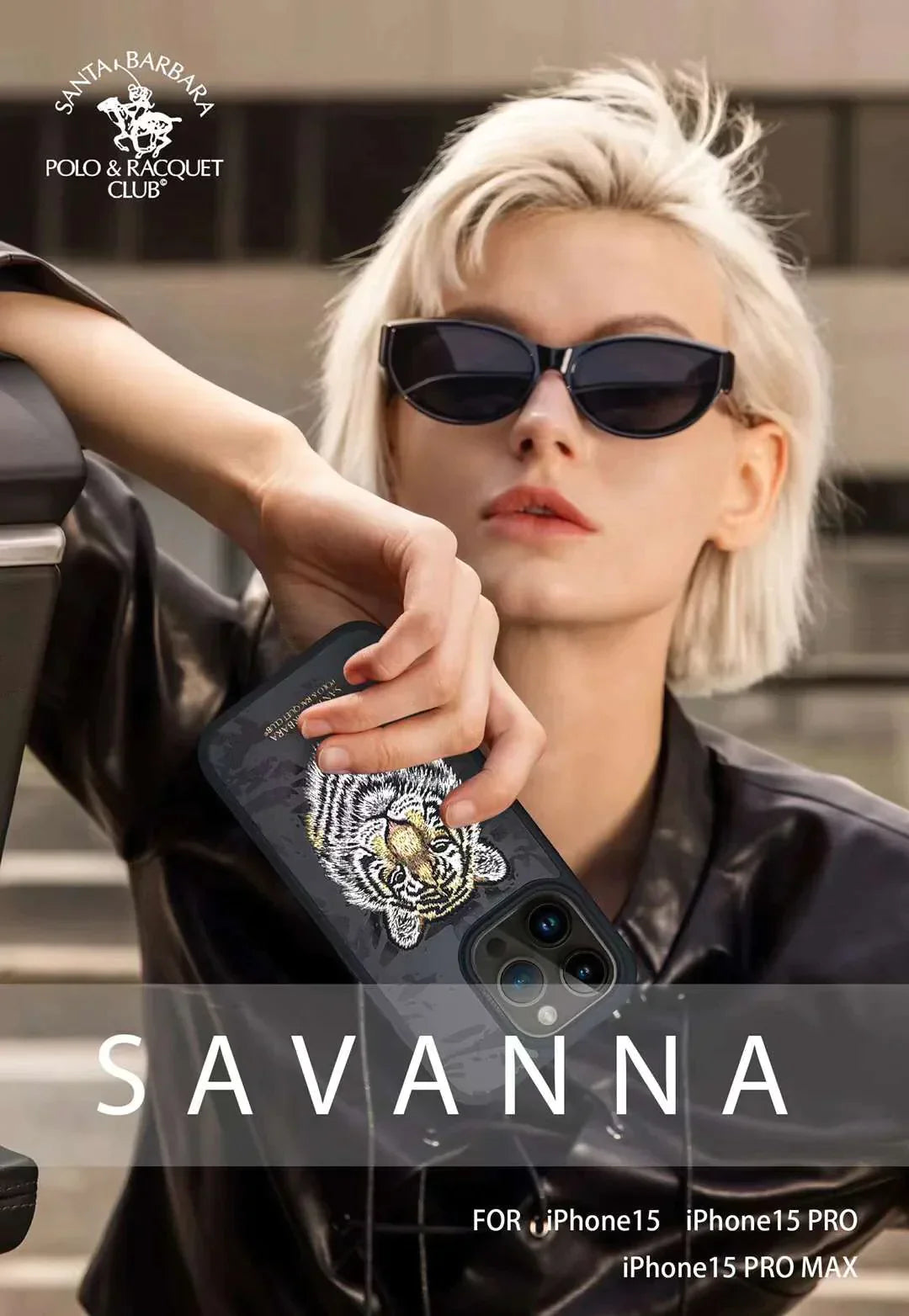 Santa Barbara Classic Savanna Series Tiger Genuine Leather Case For iPhone 15 Pro