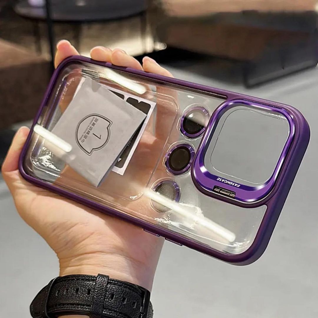 Camera Stand Case With Metal Rings For iPhone 15 Plus