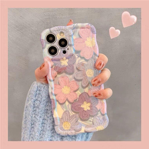 Floral Wavy Shape Back Case For Apple iPhone 15 Pro