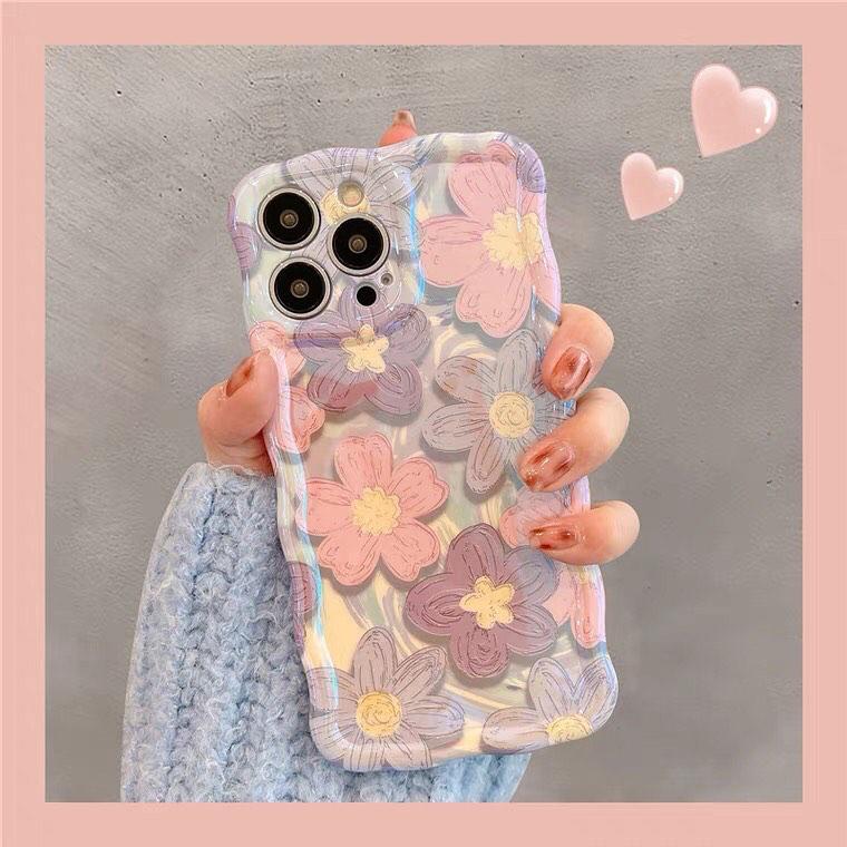 Floral Wavy Shape Back Case For Apple iPhone