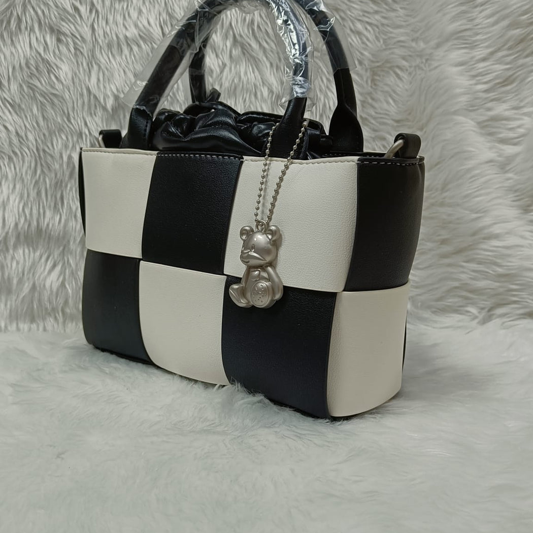 Luxury Leather Woven Bucket  Drawstring Handbag For Female