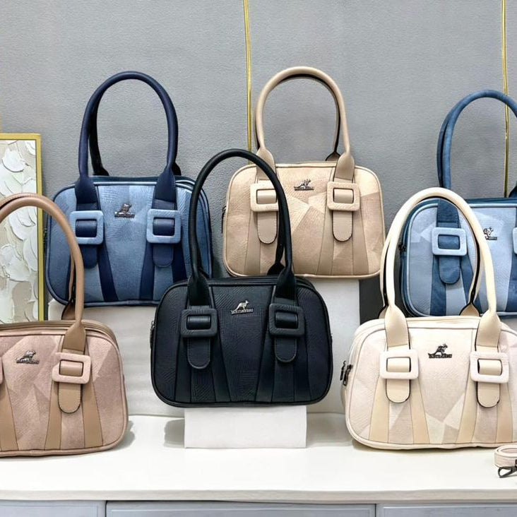 Luxury Embossed Square Double Buckle Deco Leather Handbag For Female