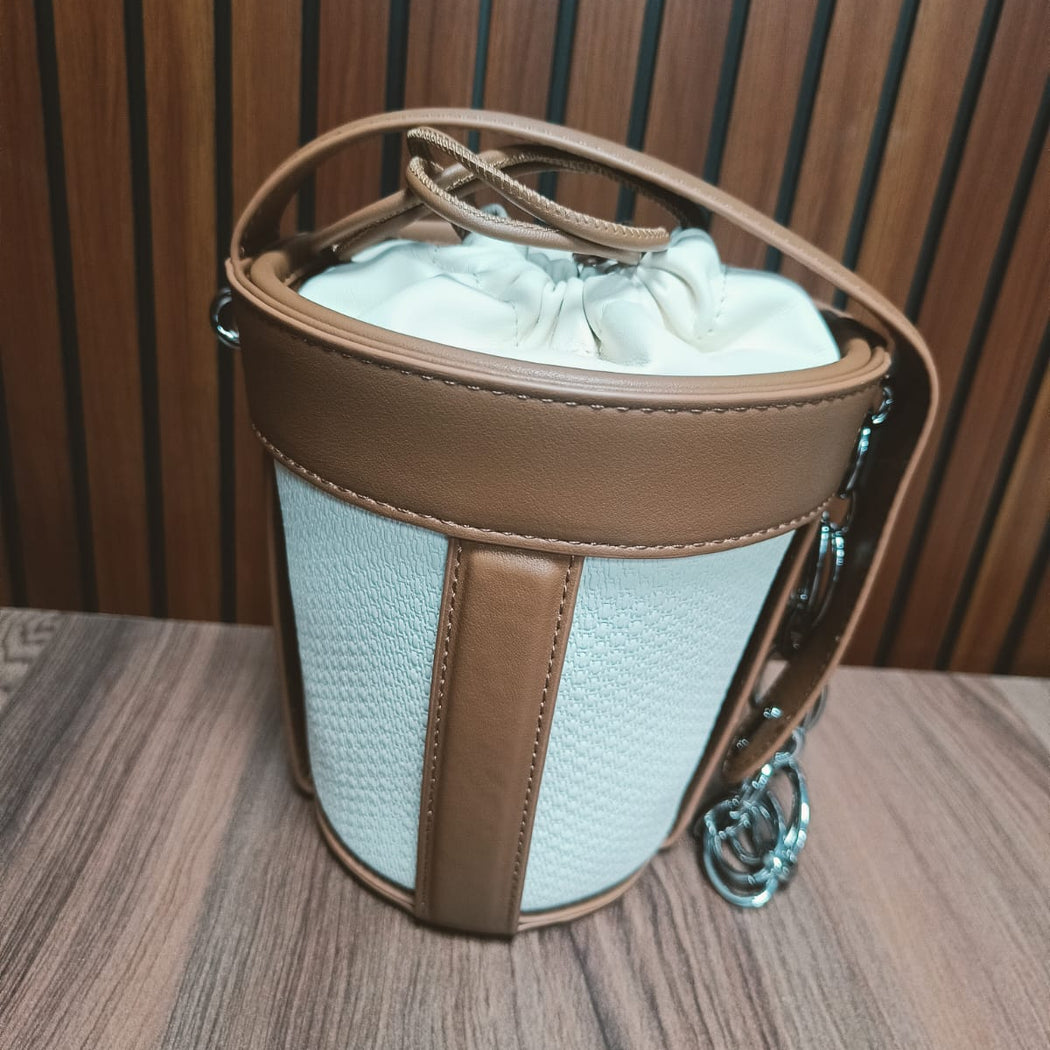 Luxury Leather Dual Shade Barrel Handbag For Female