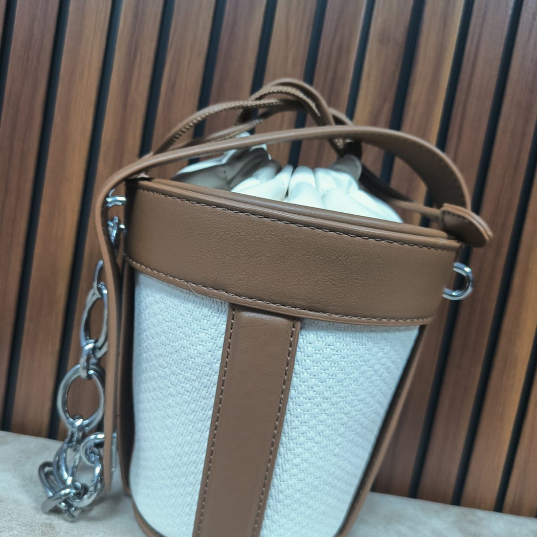 Luxury Leather Dual Shade Barrel Handbag For Female