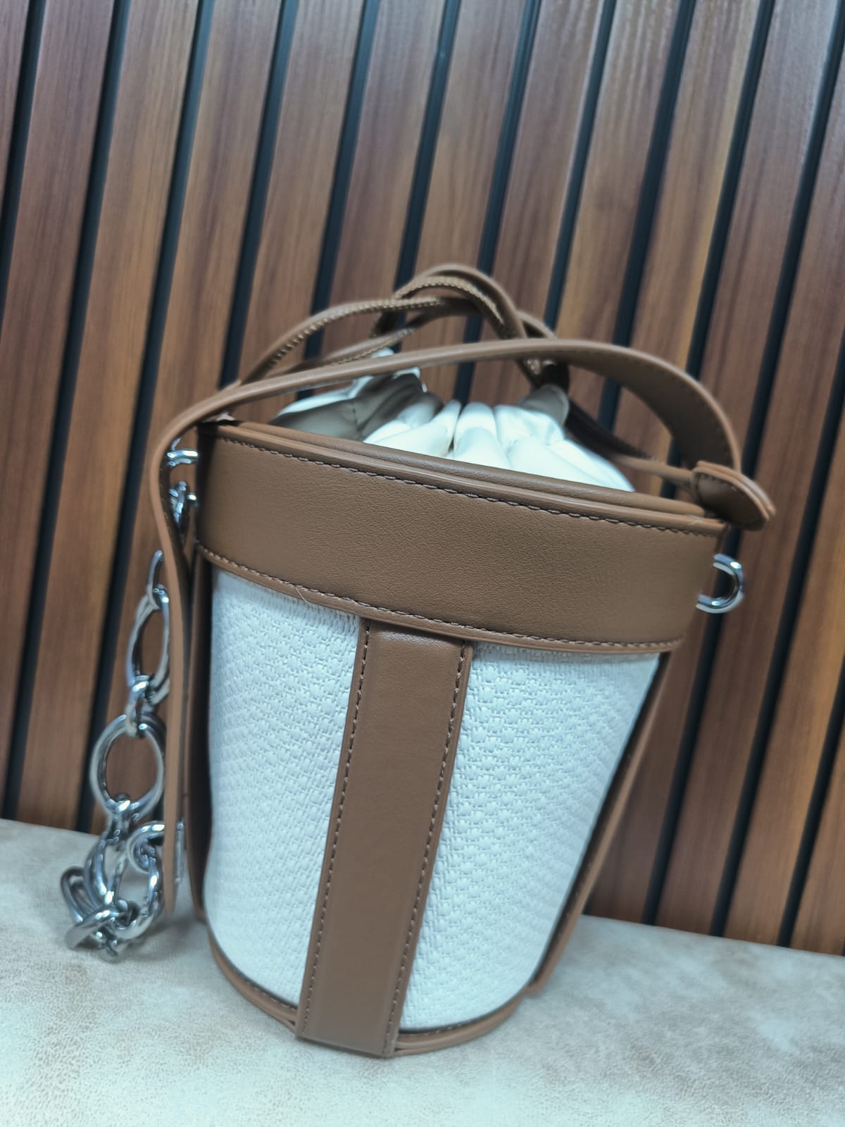Luxury Leather Dual Shade Barrel Handbag For Female