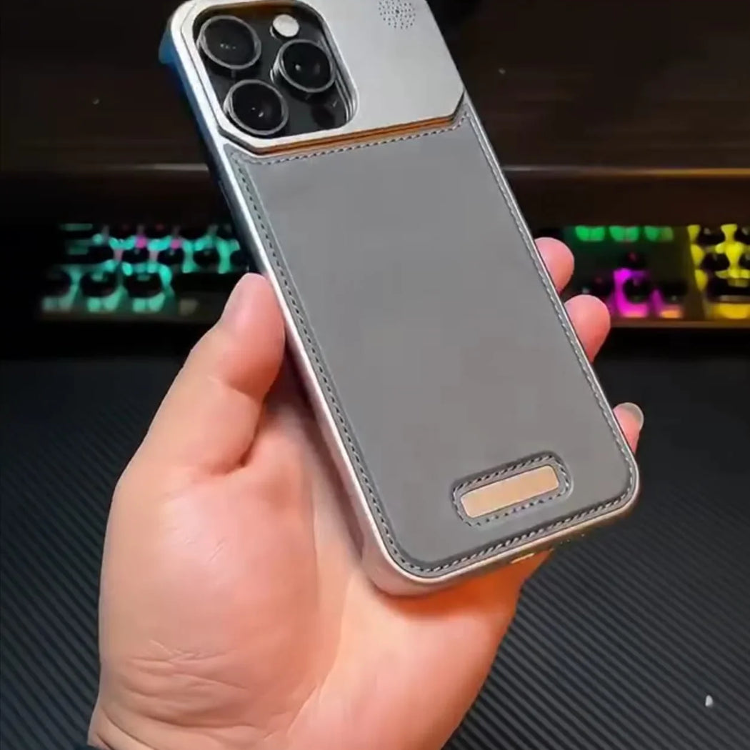 Premium Metallic Leather Case For iPhone 15 Pro Max
