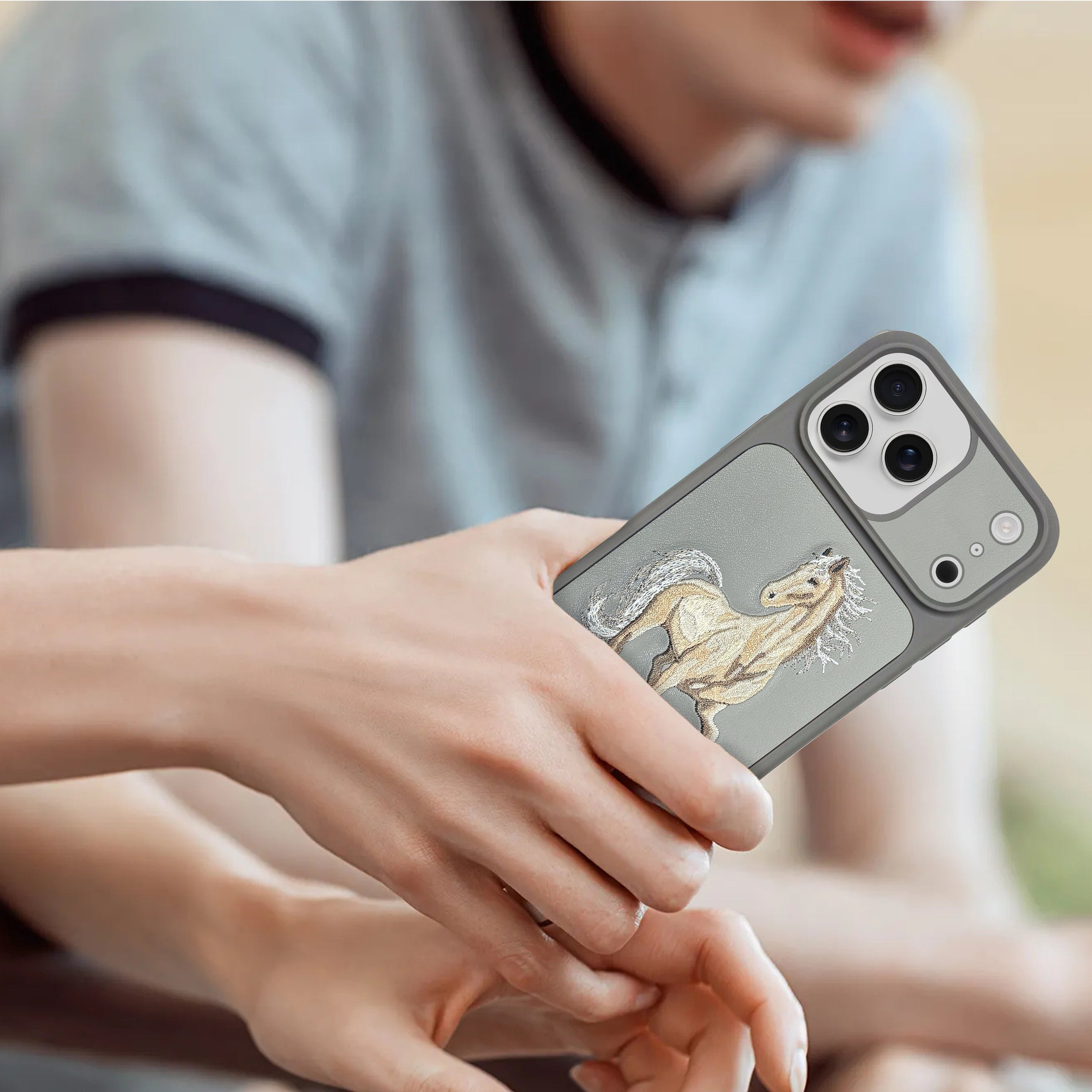 Horse Emoidery Boris Santa Barbara Case For iPhone 17 Series