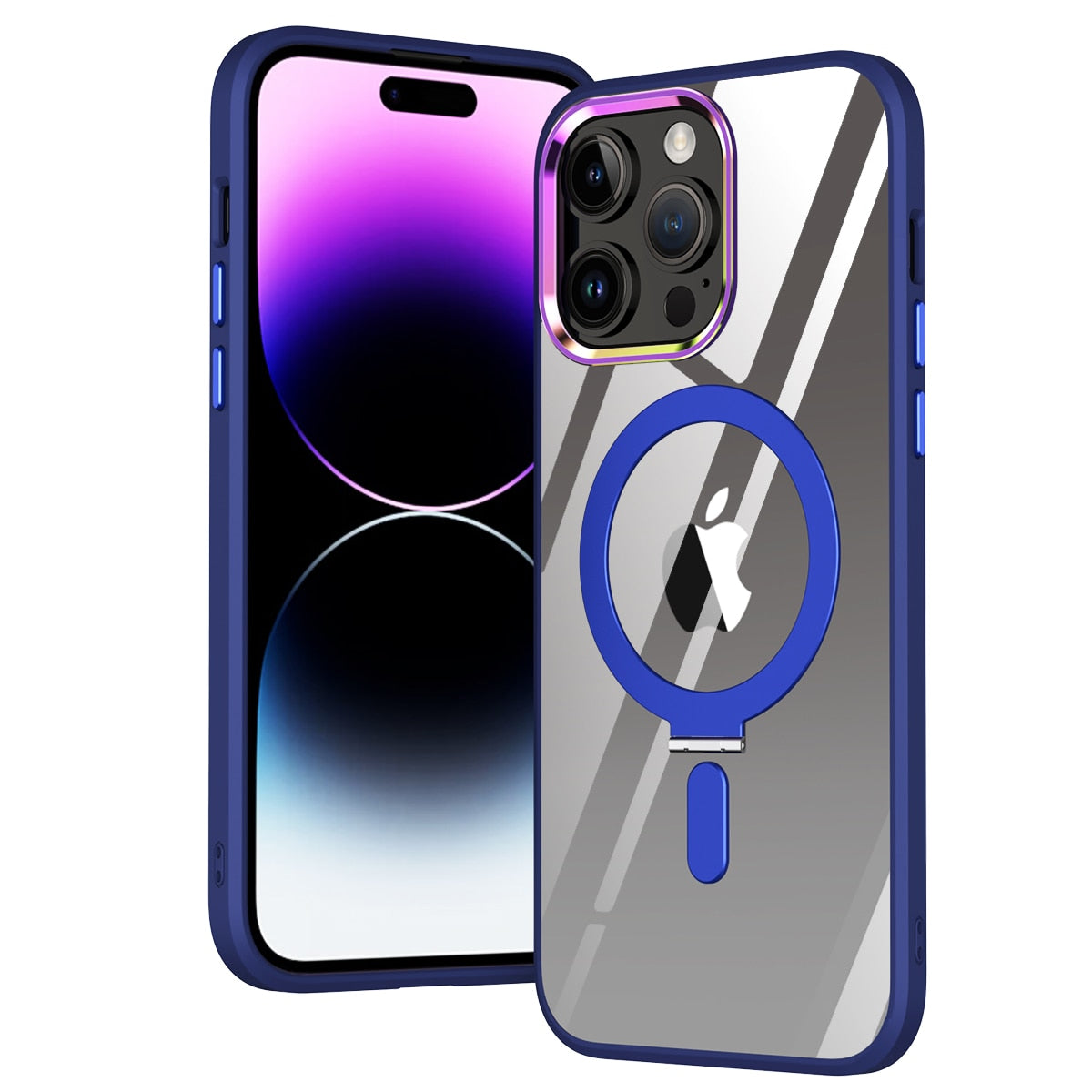 Magsafe Stand Transparent Gradient Back Case Cover for iPhone 13