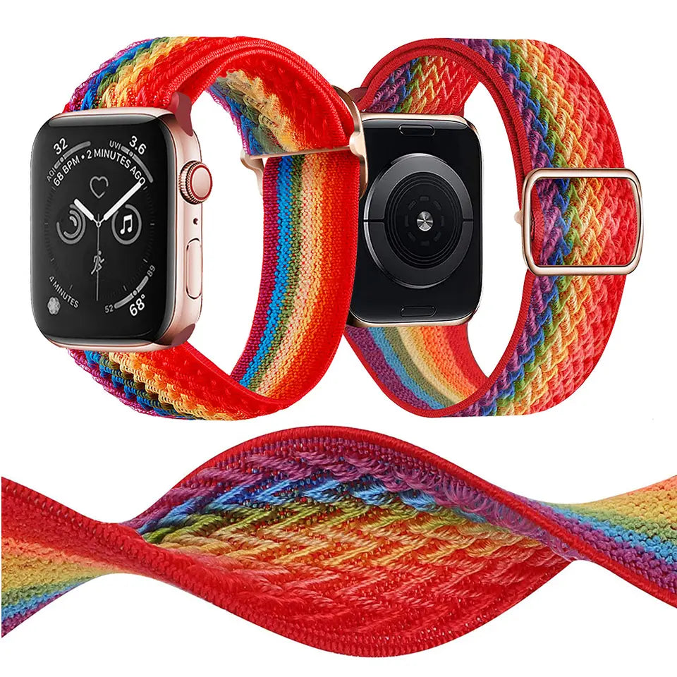 iWatch Chsay Series Genuine Santa Barbara Nylon Fiber Strap - Rainbow