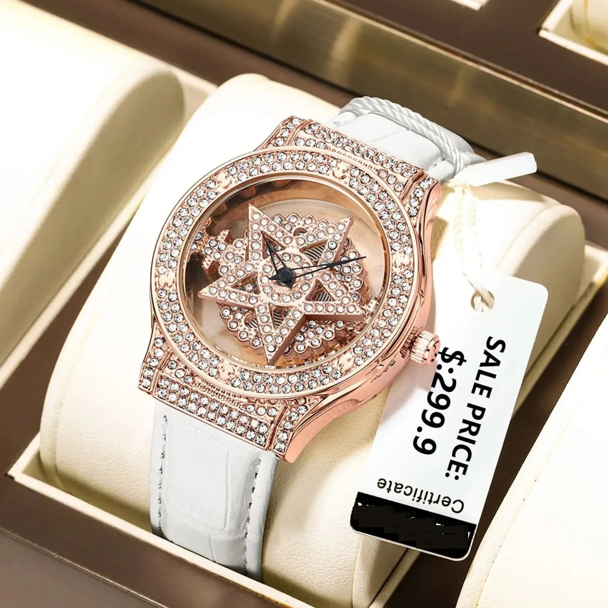 Diamond Snowflake Revolving Wristwatch