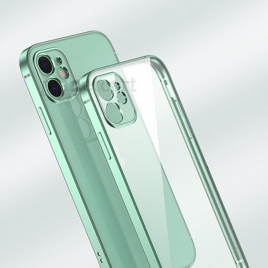 Luxury Square Clear Silicon Case With Camera Protection For iPhone 12