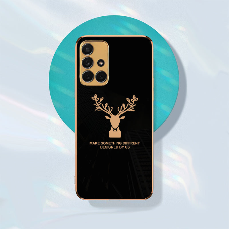 Luxury Golden Edges Deer Glass Back Case For Samsung Galaxy M51