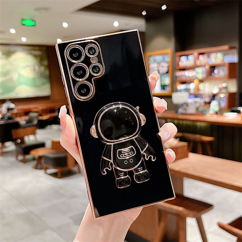 Astronaut Luxurious Gold Edge Back Case For Samsung Galaxy S22 Ultra
