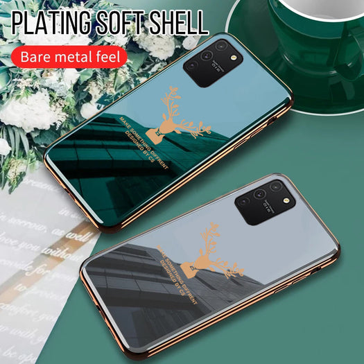 Luxury Golden Edges Deer Glass Back Case For Samsung Galaxy S10 Lite - Premium Cases