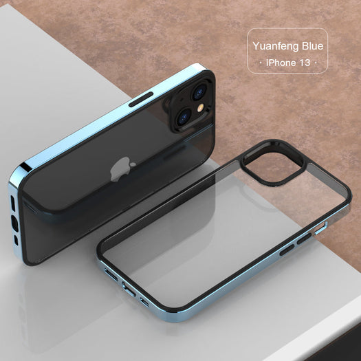 Luxury Transparent Electroplated Square Clear Back Bumper Case For iPhone 13