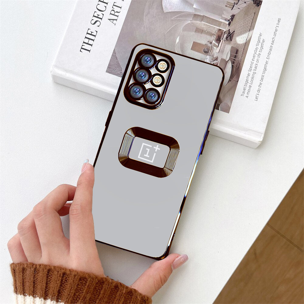 Premium Electroplated Luxury Square Silicon Clear Logo Cut Camera Protection Back Case Cover For Oneplus 8T