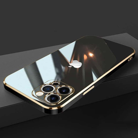 New Luxurious Glass Back Case With Golden Edges For iPhone 12 Pro - planetcartonline