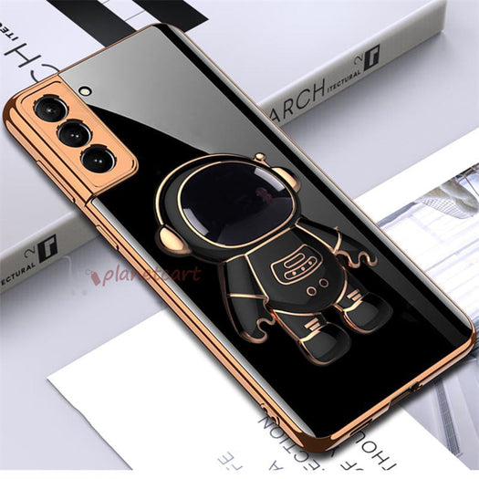 Astronaut Luxurious Gold Edge Back Case For Samsung Galaxy S22 Plus