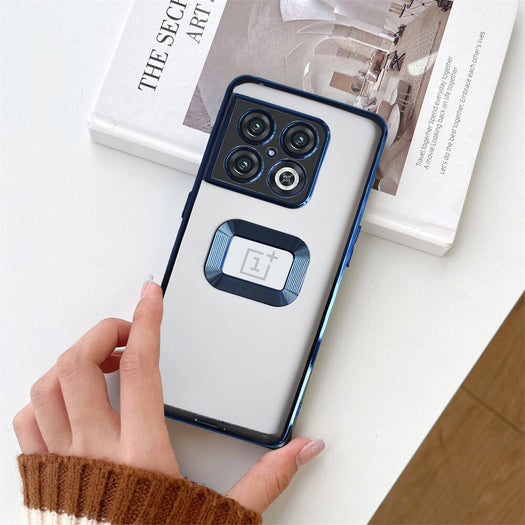 Premium Electroplated Luxury Square Silicon Clear Logo Cut Camera Protection Back Case Cover For Oneplus 10 Pro