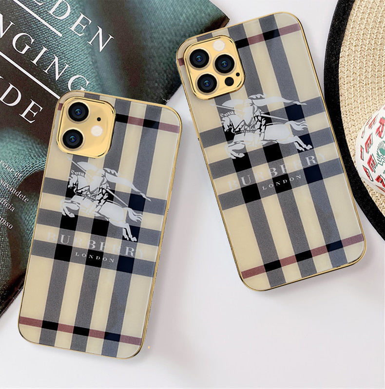 Luxurious Glass Back Case With Golden Edges For iPhone 12 Pro - Premium Cases