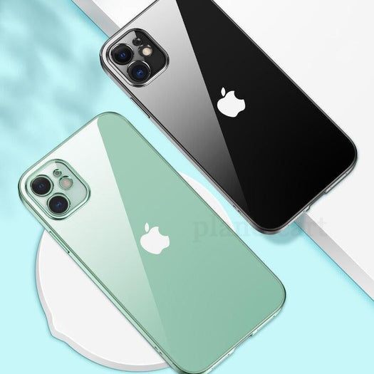 Luxury Square Clear Silicon Case With Camera Protection For iPhone 12