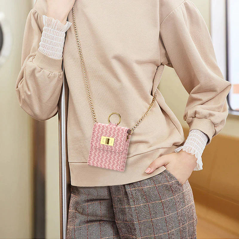 Luxury Leather Mini Bag Chain Ring Holder Case For Samsung Z Flip