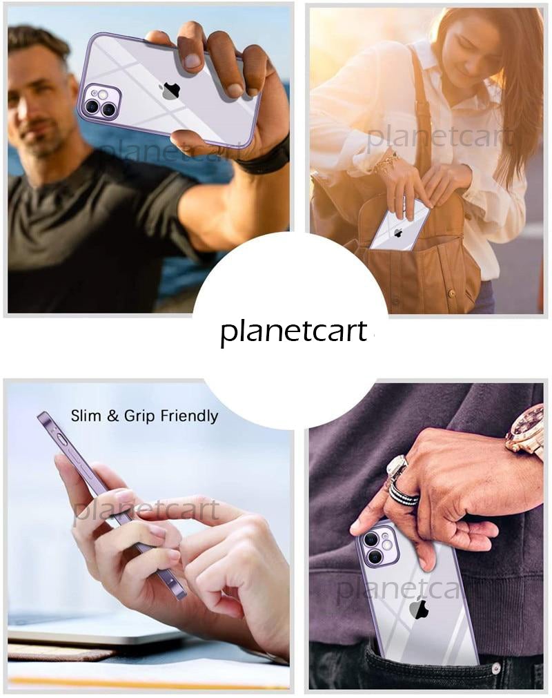 Luxury Square Silicon Clear Case With Camera Protection For iPhone 12
