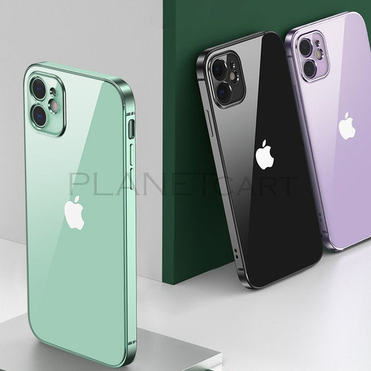 Premium Glossy Look Square Silicon Clear Case For iPhone 12 Series