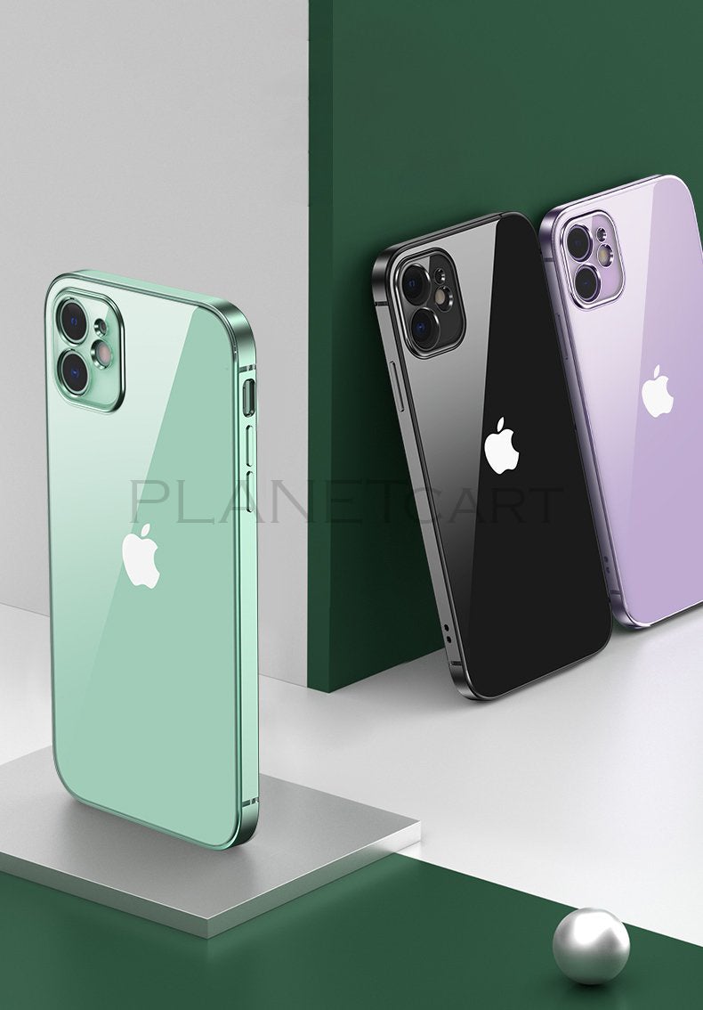 Luxury Square Silicon Clear Case With Camera Protection For iPhone 12 Pro