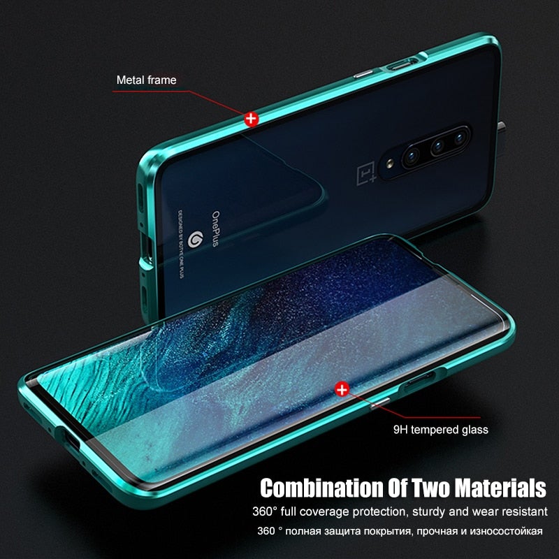 Electronic Auto Fit Double Glass Magnetic Case For One Plus 7T