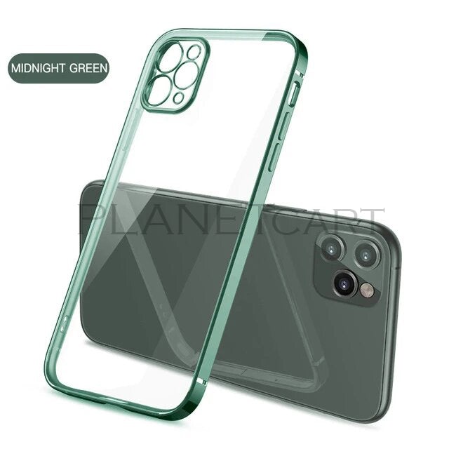 Premium Glossy Look Square Silicon Clear Case For iPhone 12 Series