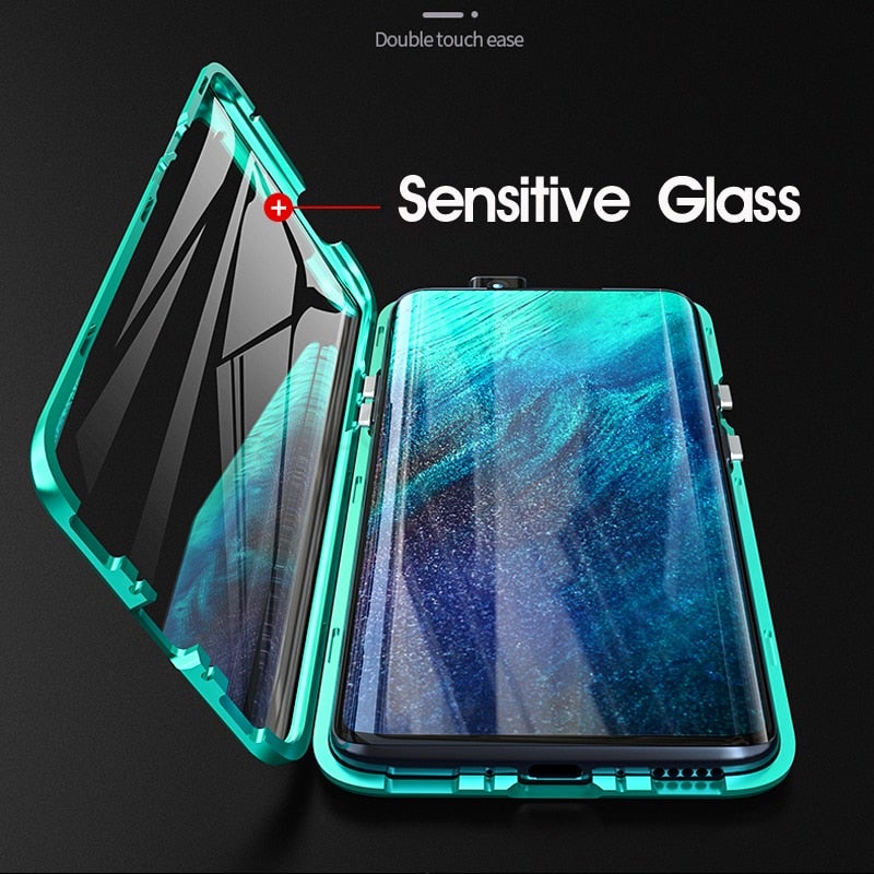 Electronic Auto Fit Double Glass Magnetic Case For One Plus 7