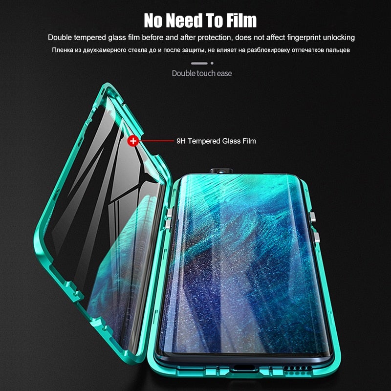 Electronic Auto Fit Double Glass Magnetic Case For One Plus 7T