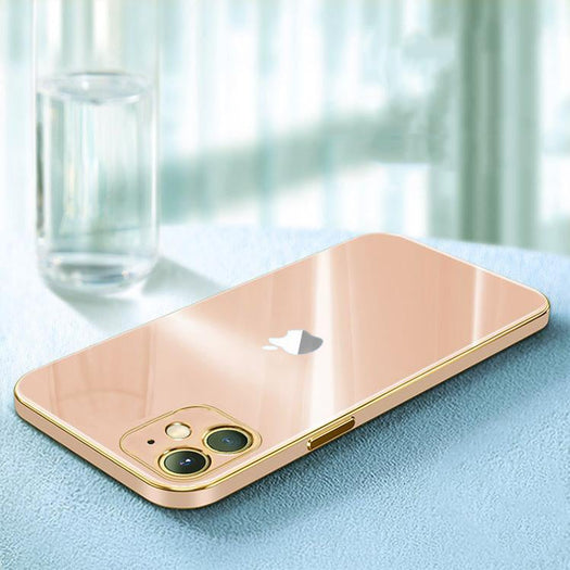 The Luxurious Glass Back Case With Golden Edges For iPhone 12