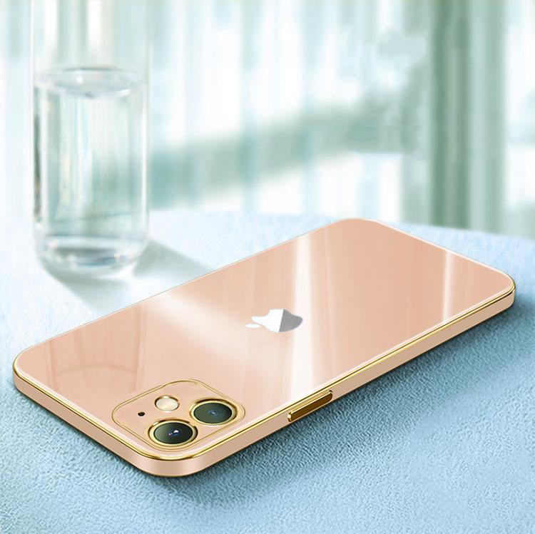 The Luxurious Glass Back Case With Golden Edges For iPhone 12