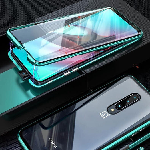 Electronic Auto Fit Double Glass Magnetic Case For One Plus 7