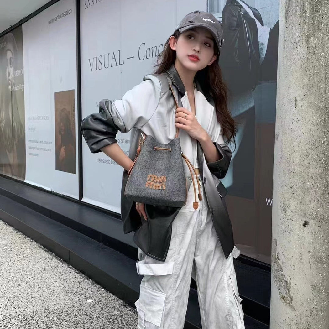 Luxury Canvas Bucket Handbag For Female