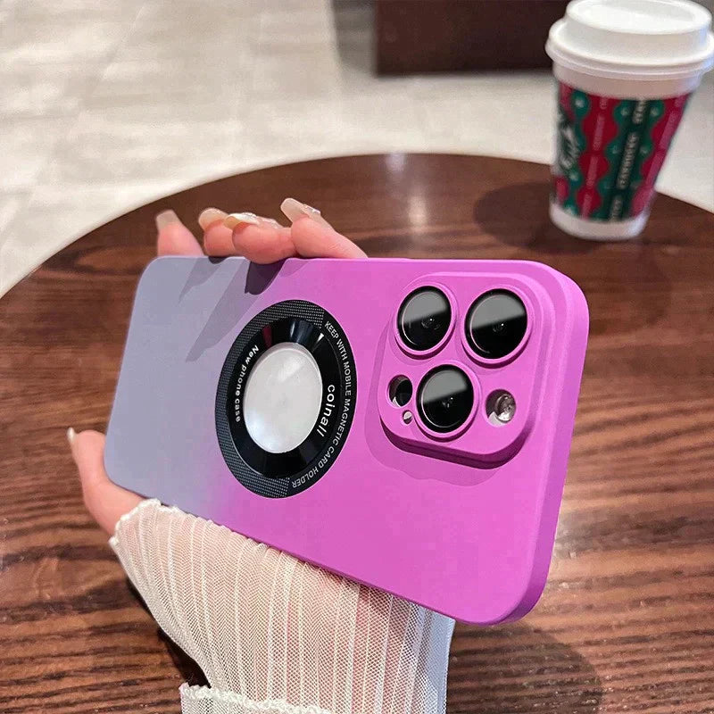 Luxury Gradient Design Camera Lens Protector Case With Magsafe for iPhone 15 Plus