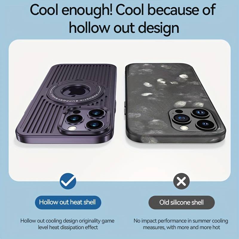 Frosted Magnetic Integrated Heat Dissipation Case For iPhone 15 Pro Max