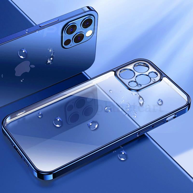 Luxury Square Clear Silicon Case With Camera Protection For iPhone 12